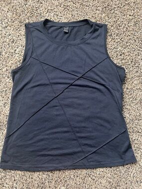 SHEIN Navy Sleeveless Tank with Diagonal Panel Details